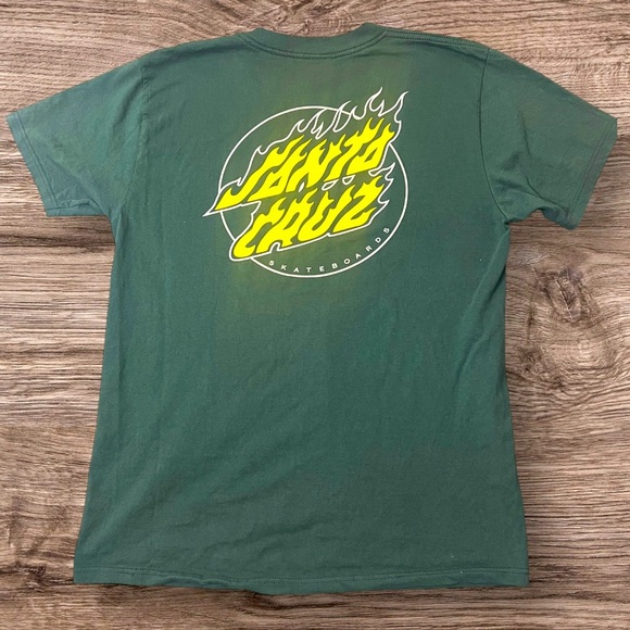 Santa Cruz Green Graphic T-Shirt with Yellow Logo Medium - Picture 2 of 4